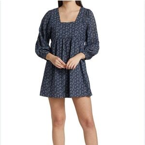 Joie Jade Cotton Mini Dress Graphite Blue Multi